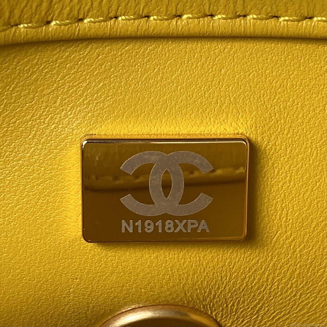 Chanel AS4165 Mini Flap Bag Lambskin Wenge Wood & Gold-Tone Metal Yellow