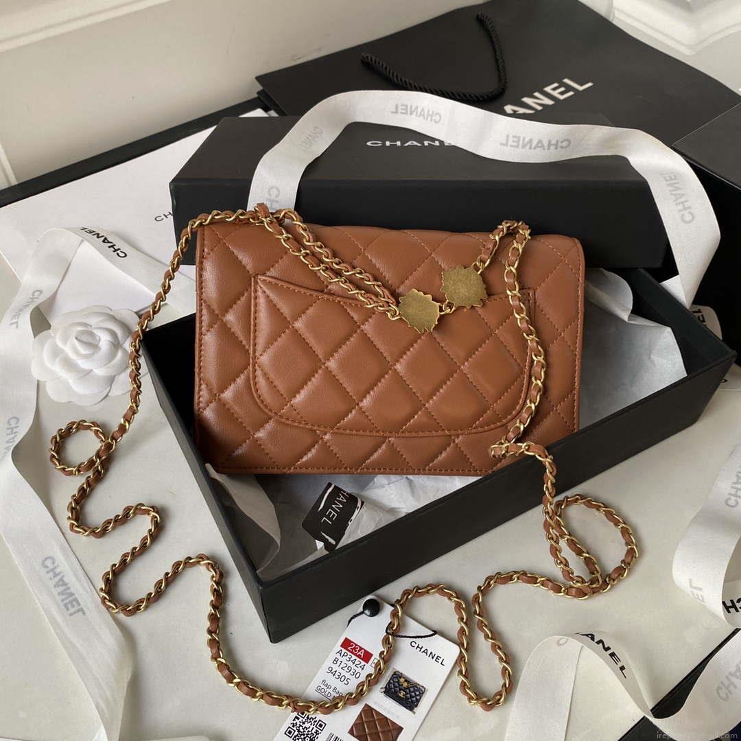 Chanel AP3424 Woc Mini Flap Bag Lambskin Caramel