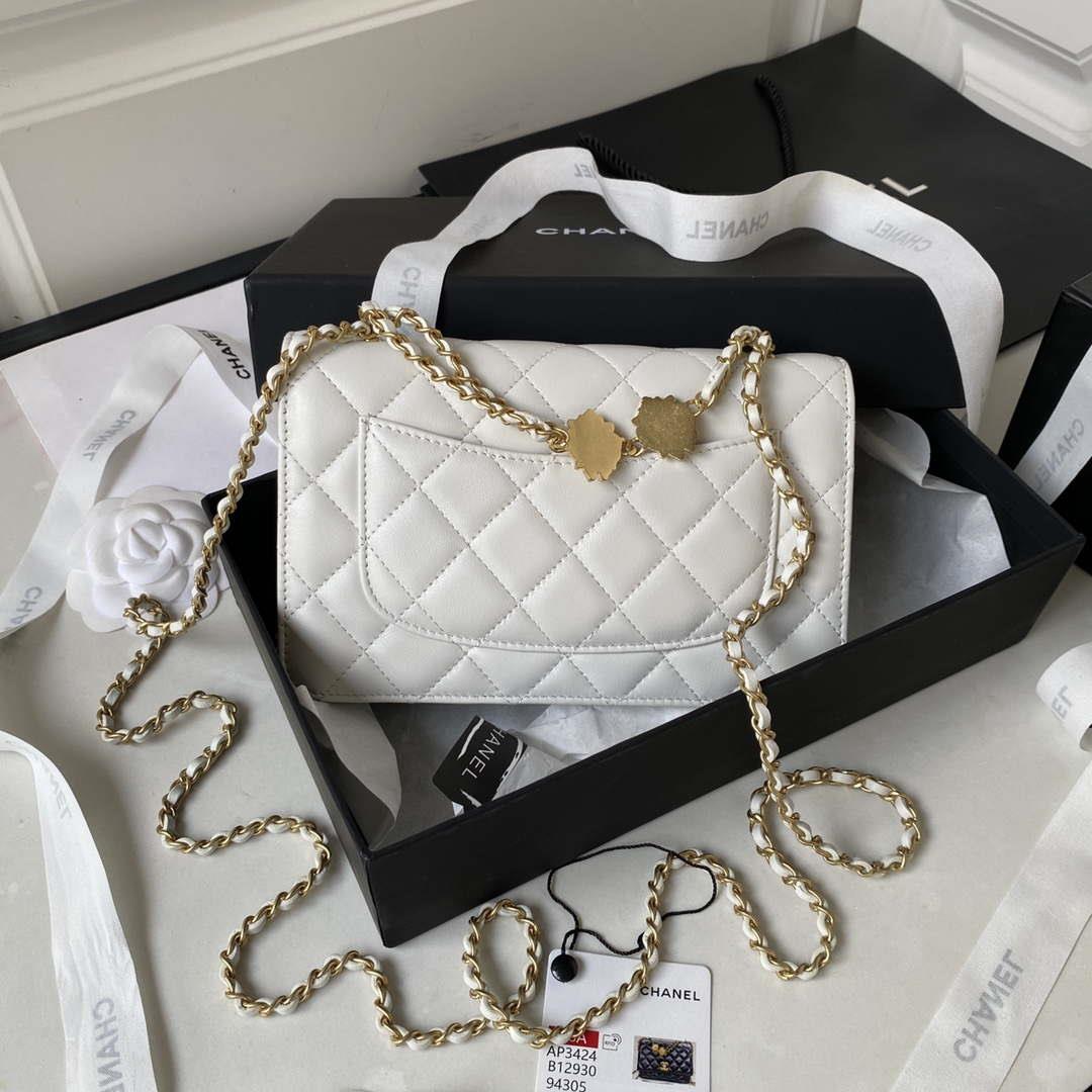Chanel AP3424 Woc Mini Flap Bag Lambskin White