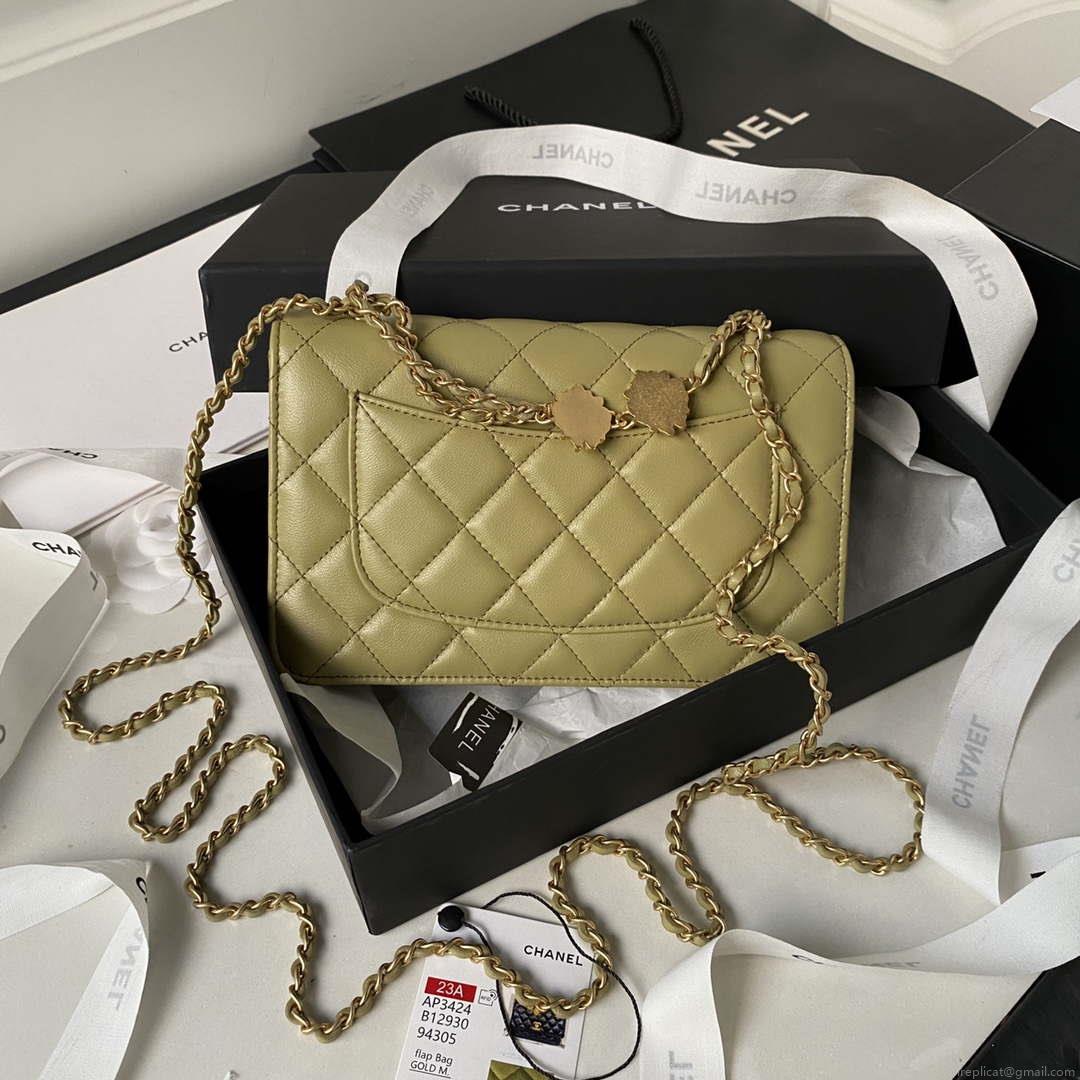 Chanel AP3424 Woc Mini Flap Bag Lambskin Lemon Yellow