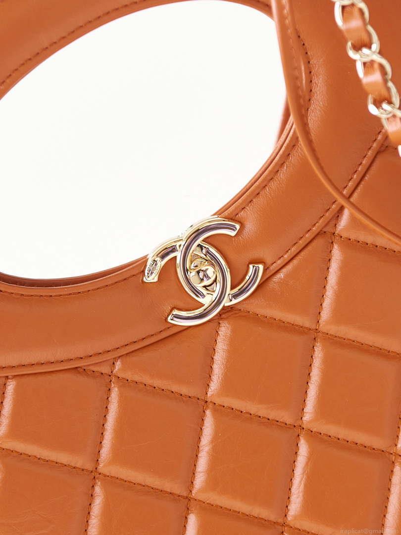 Chanel AS1010 31 Larage Shopping Bag Shiny Lambskin Light Orange