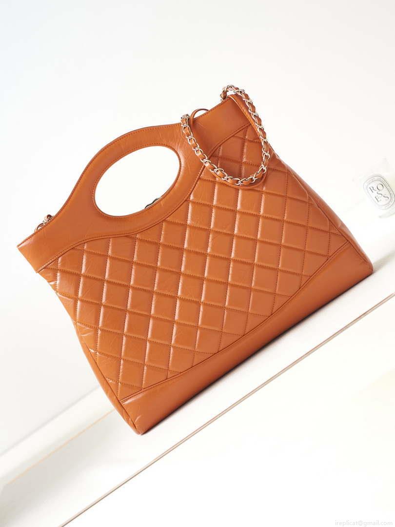 Chanel AS1010 31 Larage Shopping Bag Shiny Lambskin Light Orange