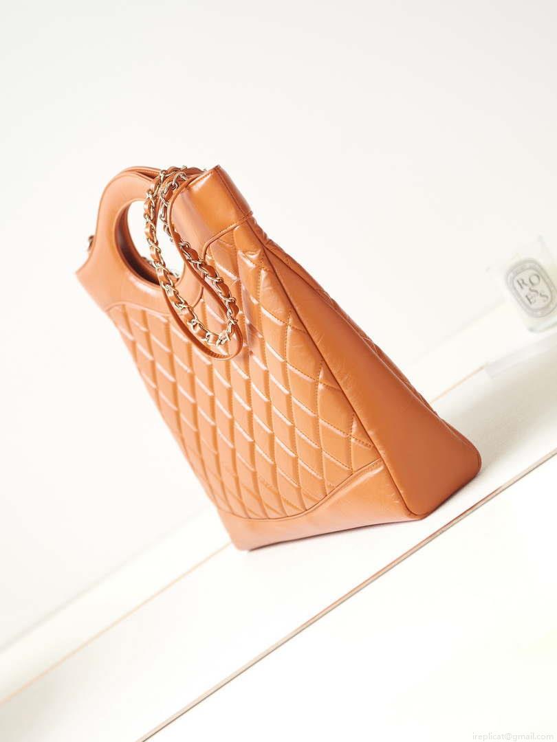 Chanel AS1010 31 Larage Shopping Bag Shiny Lambskin Light Orange