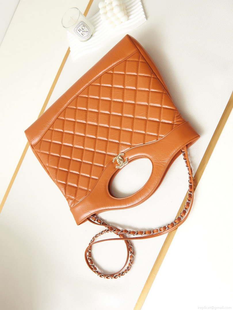 Chanel AS1010 31 Larage Shopping Bag Shiny Lambskin Light Orange