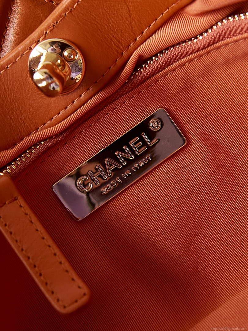 Chanel AS1010 31 Larage Shopping Bag Shiny Lambskin Light Orange