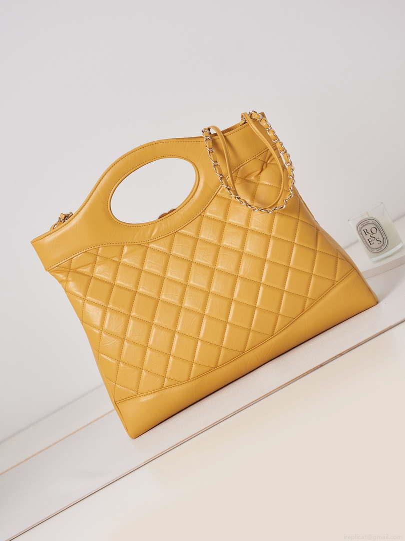 Chanel AS1010 31 Larage Shopping Bag Shiny Lambskin Yellow