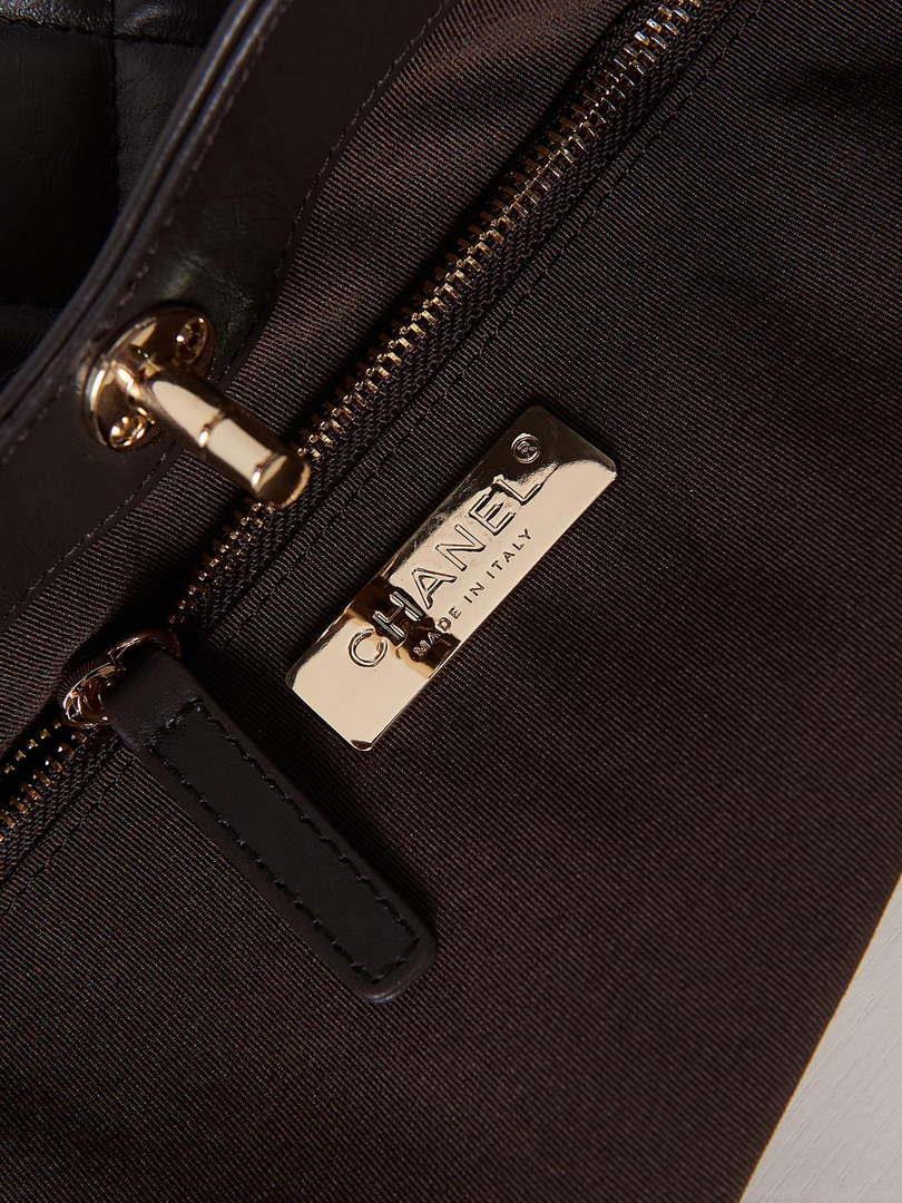 Chanel AS1010 31 Larage Shopping Bag Shiny Lambskin Dark Borwn