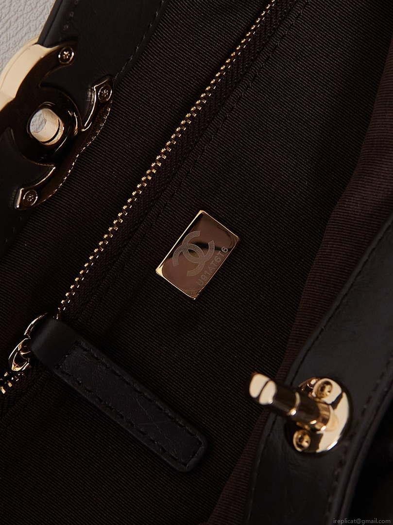 Chanel AS1010 31 Larage Shopping Bag Shiny Lambskin Dark Borwn