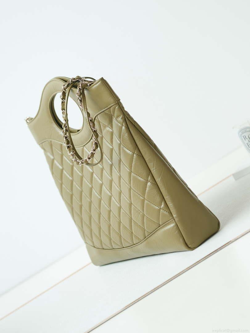 Chanel AS1010 31 Larage Shopping Bag Shiny Lambskin Green
