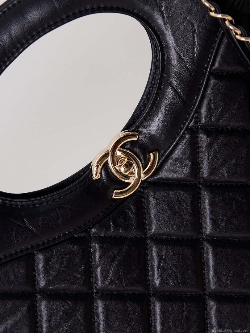 Chanel AS1010 31 Larage Shopping Bag Shiny Lambskin Black