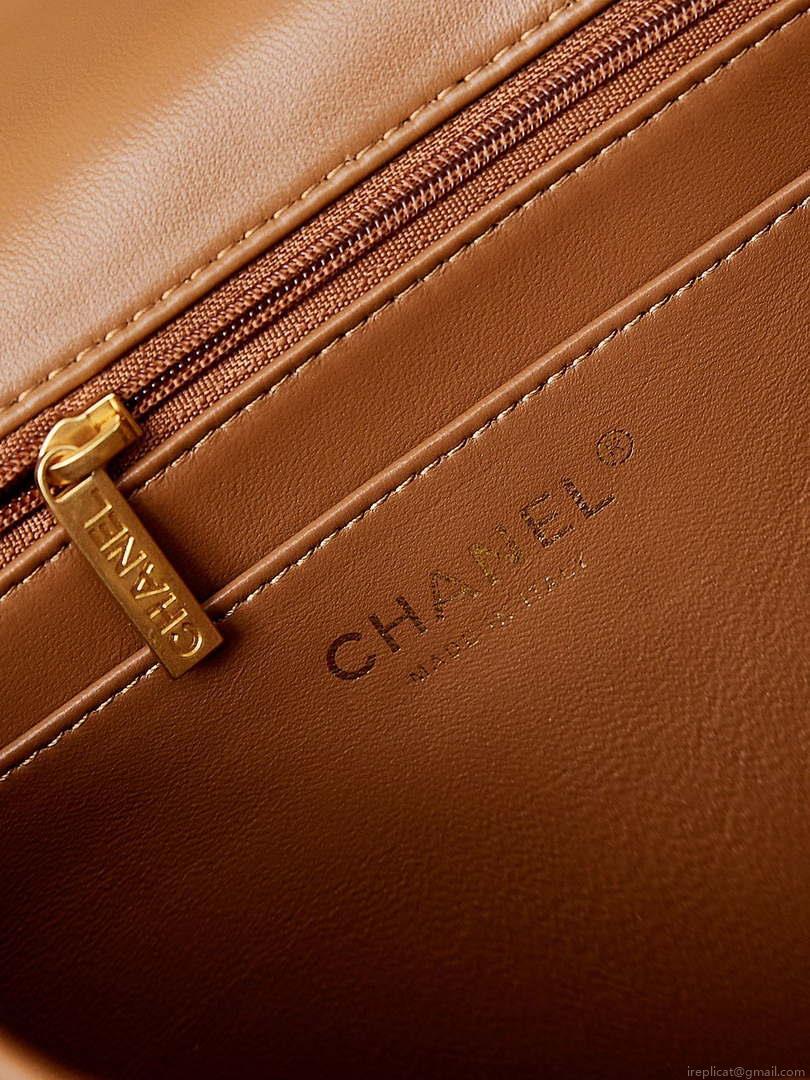 Chanel AS4232 Small Flap Bag With Top Handle Lambskin Brown