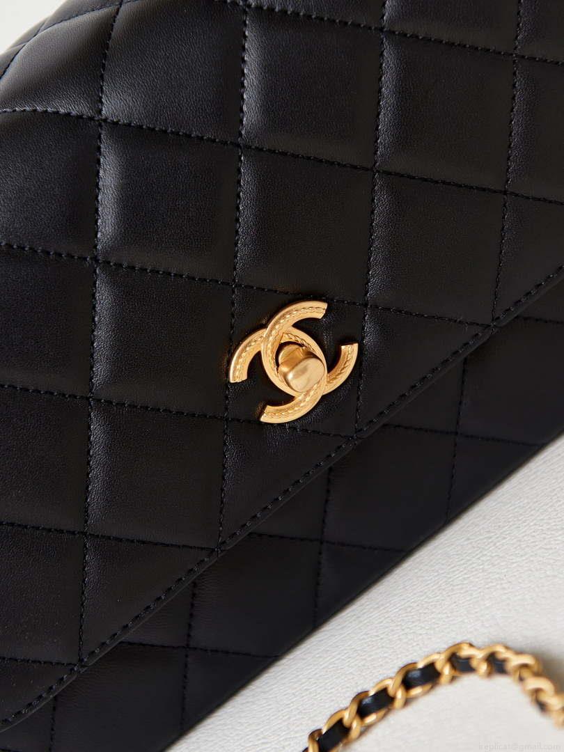 Chanel AS4232 Small Flap Bag With Top Handle Lambskin Black