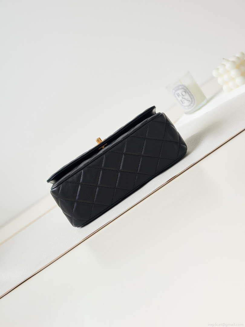 Chanel AS4232 Small Flap Bag With Top Handle Lambskin Black