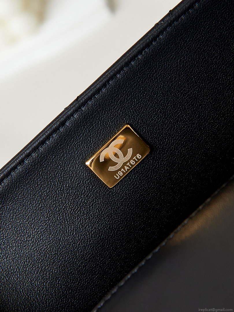 Chanel AS4232 Small Flap Bag With Top Handle Lambskin Black