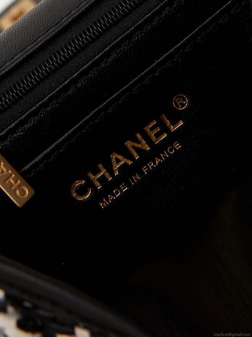 Chanel AS3767 Flap Bag Woven Lambskin Black