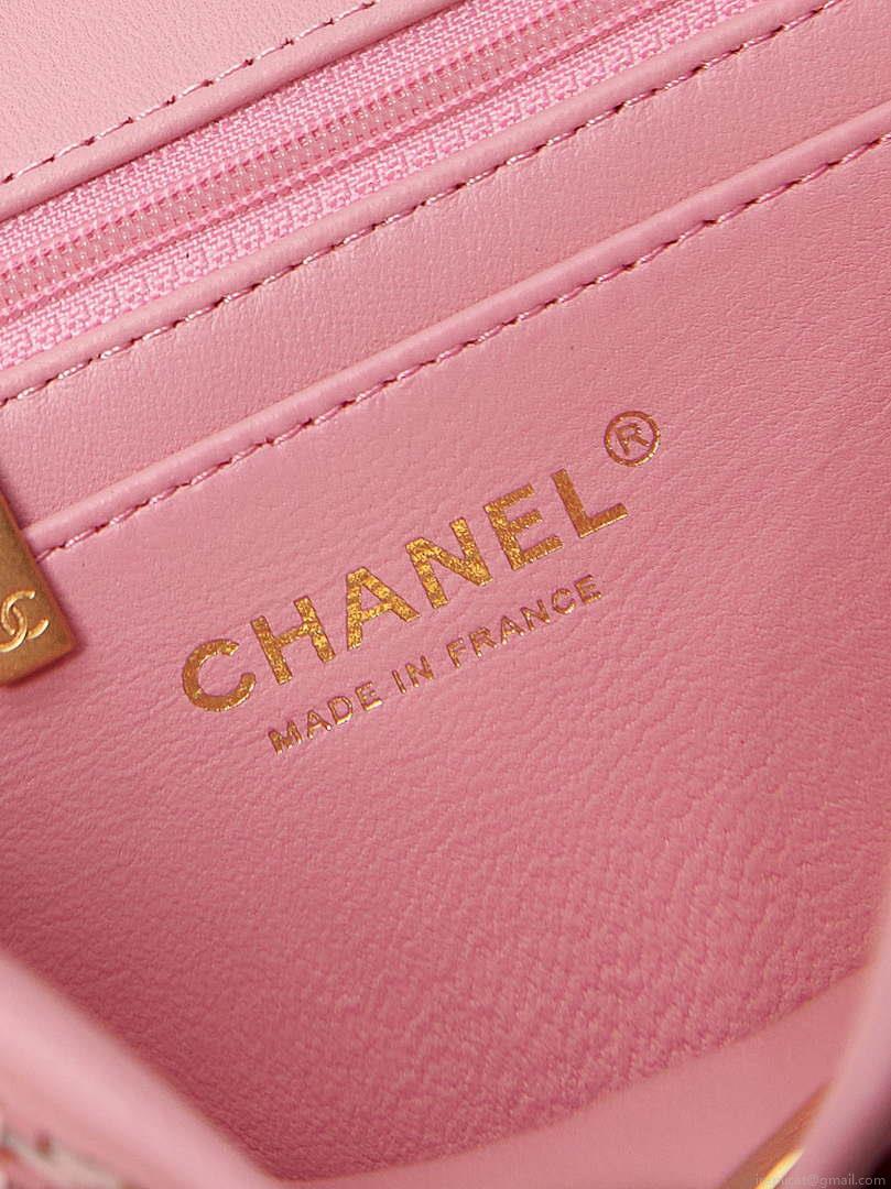 Chanel AS3767 Flap Bag Woven Lambskin Pink