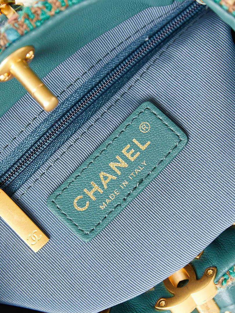 Chanel AS3947 Small Backpack Wool Tweed, Lambski & Gold-Tone Metal Green