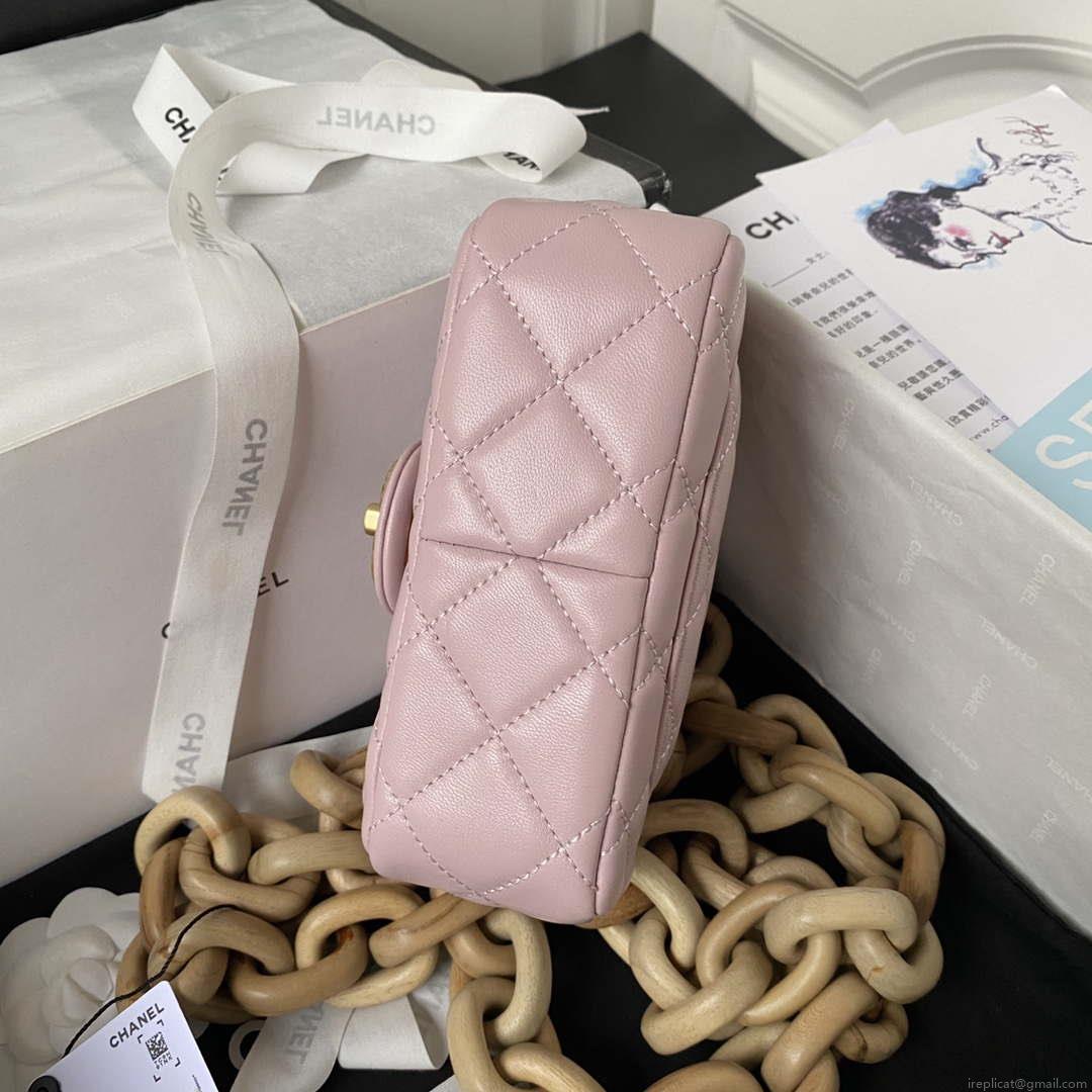 Chanel AS4165 Mini Flap Bag Lambskin Wenge Wood & Gold-Tone Metal Pink