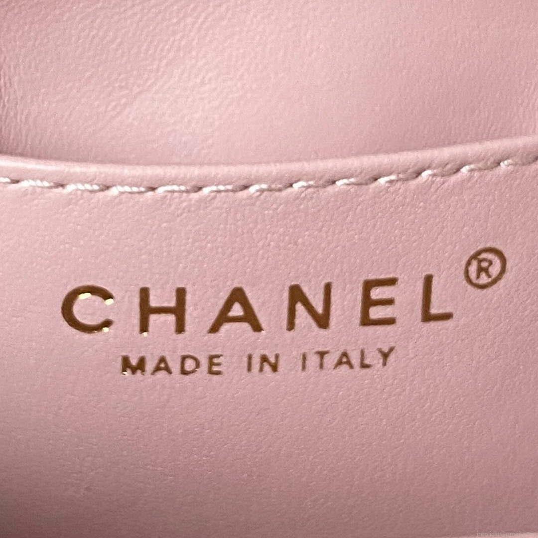 Chanel AS4165 Mini Flap Bag Lambskin Wenge Wood & Gold-Tone Metal Pink