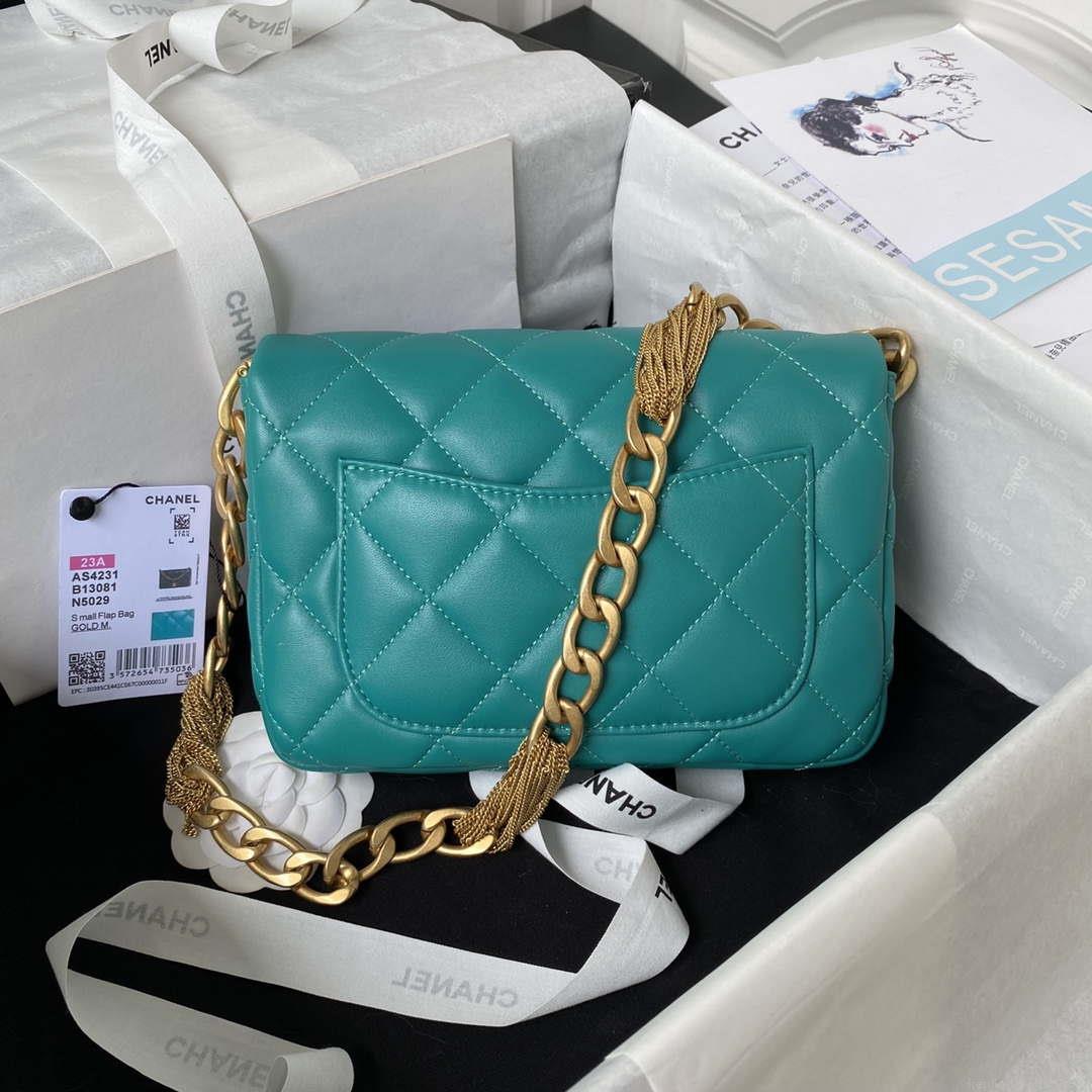 Chanel AS4231 Small Flap Bag Lambskin Green