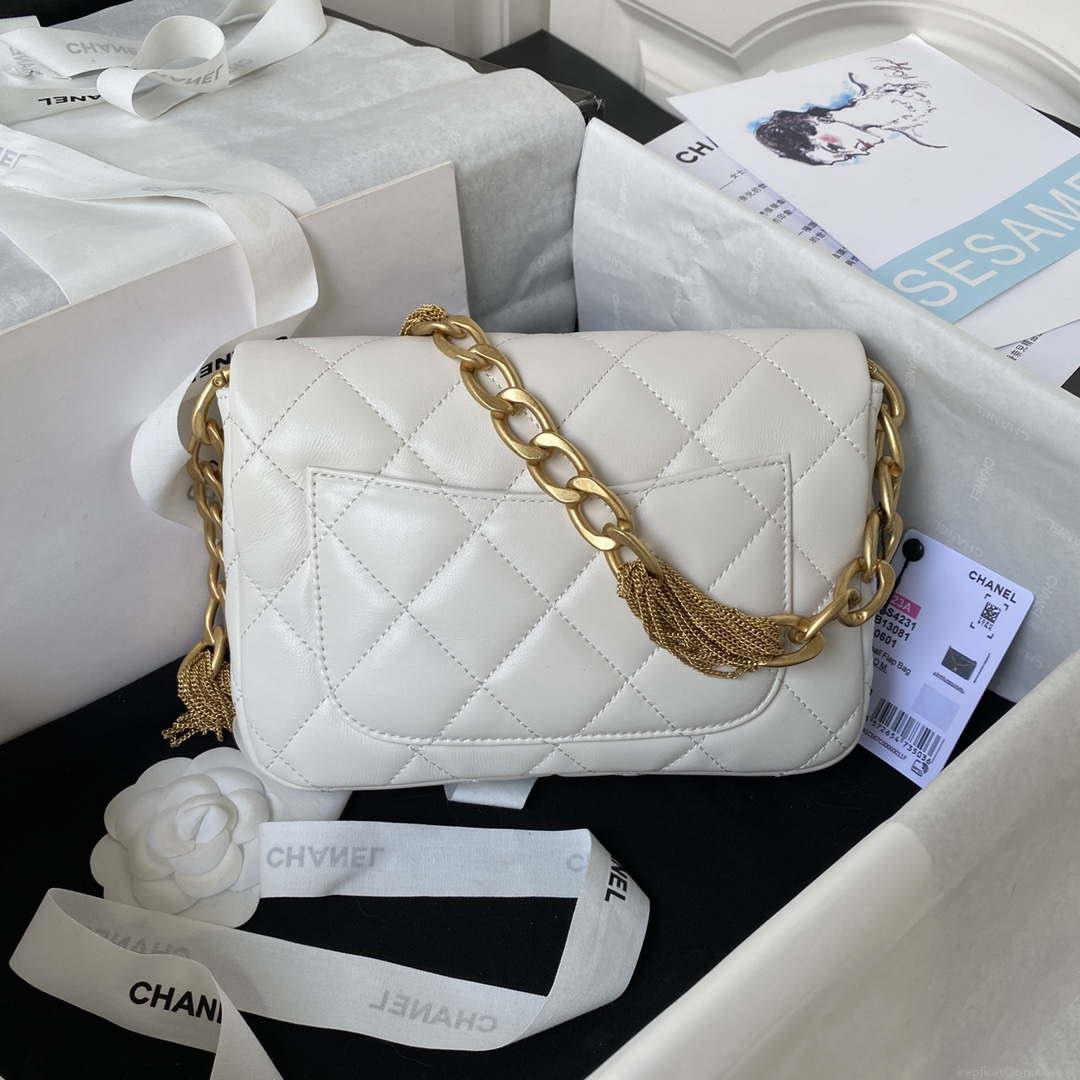 Chanel AS4231 Small Flap Bag Lambskin White