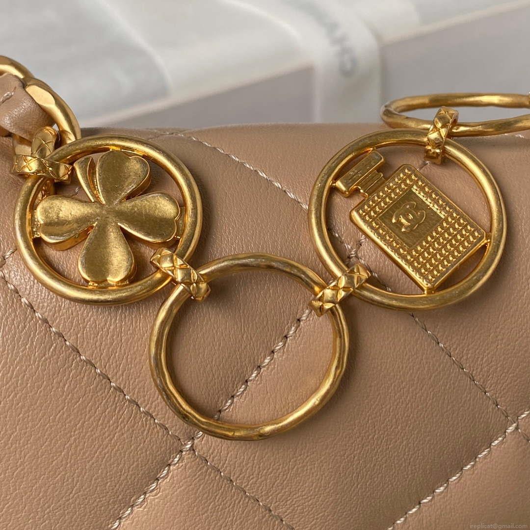 Chanel AS4274 Mini Flap Crossbody Bag Lambskin Apricot