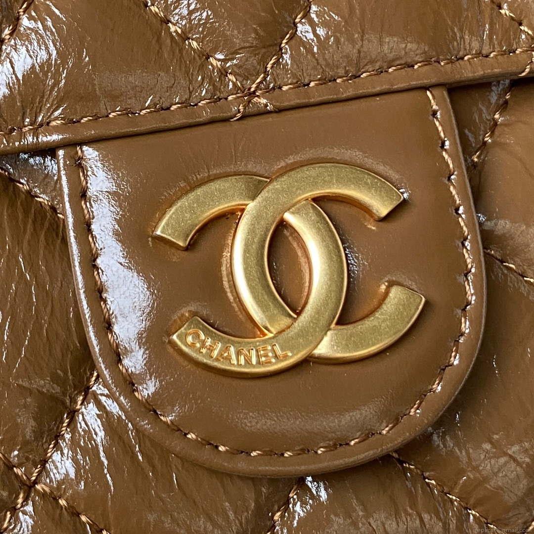 Chanel AS4323 Small Hobo Bag Shiny Crumpled Calfskin Gold Metal Caramel