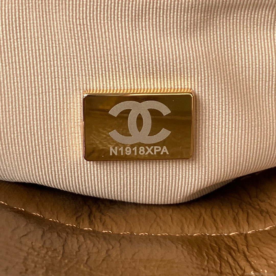 Chanel AS4323 Small Hobo Bag Shiny Crumpled Calfskin Gold Metal Caramel