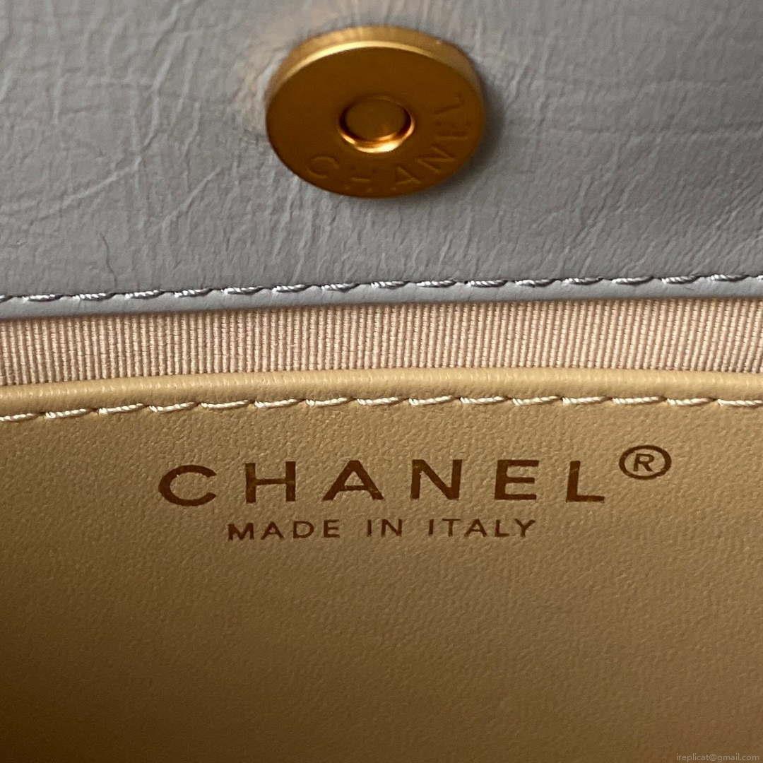 Chanel AS4323 Small Hobo Bag Shiny Crumpled Calfskin Gold Metal Gray