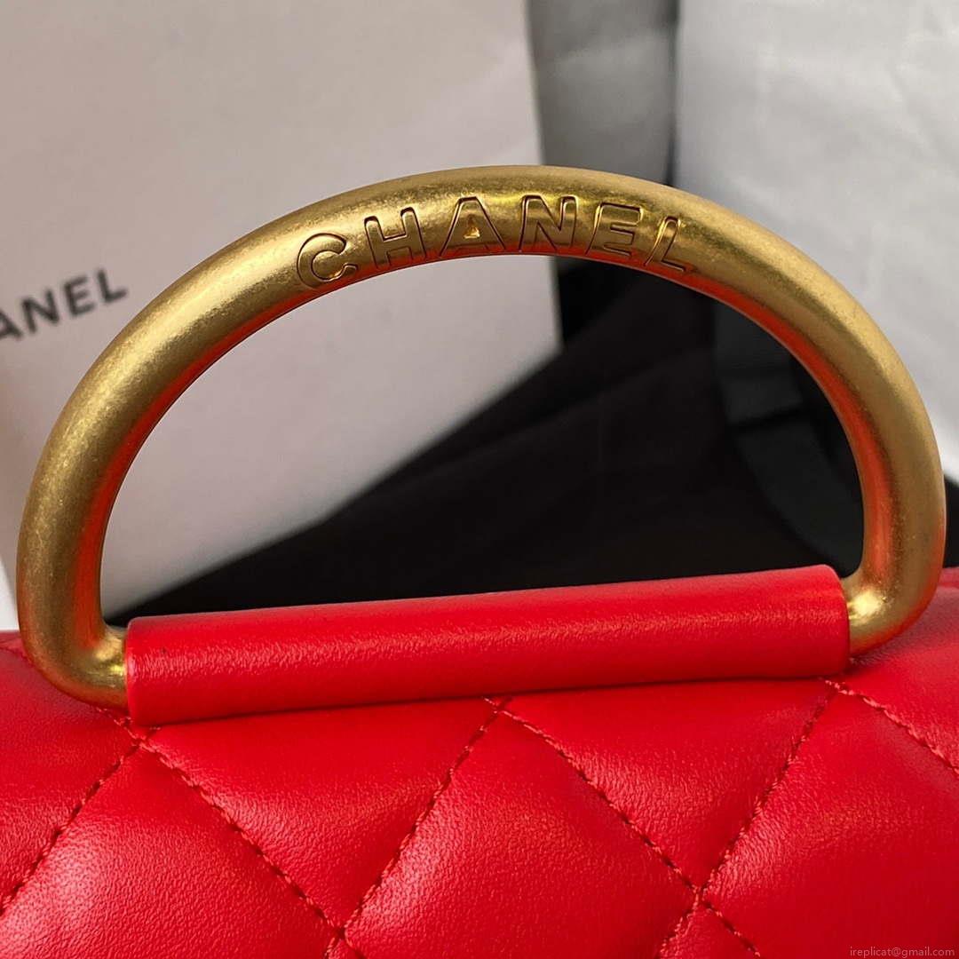 Chanel AP3484 CLUTCH WITH CHAIN Shiny Lambskin & Gold-Tone Metal Red