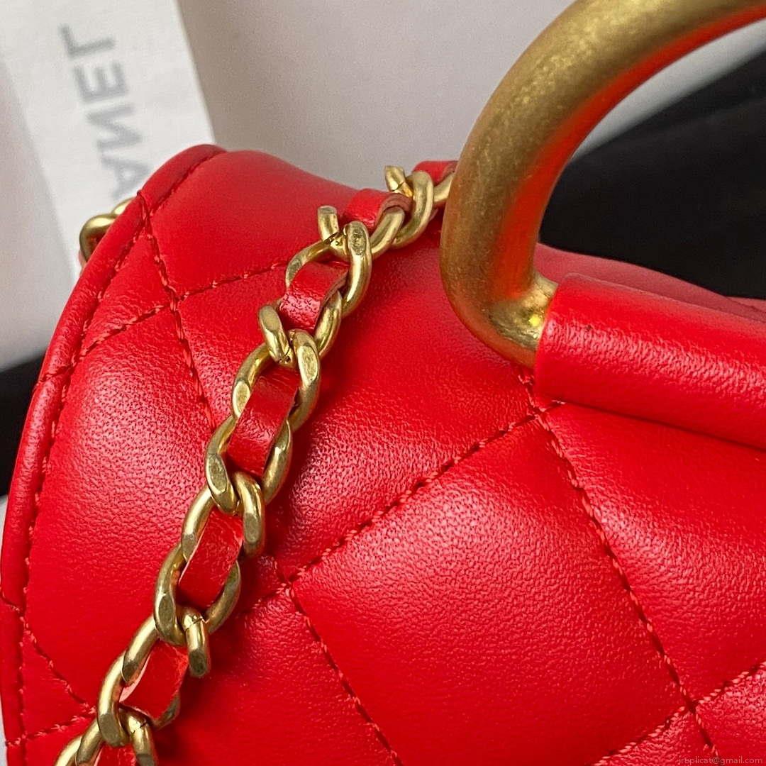 Chanel AP3484 CLUTCH WITH CHAIN Shiny Lambskin & Gold-Tone Metal Red