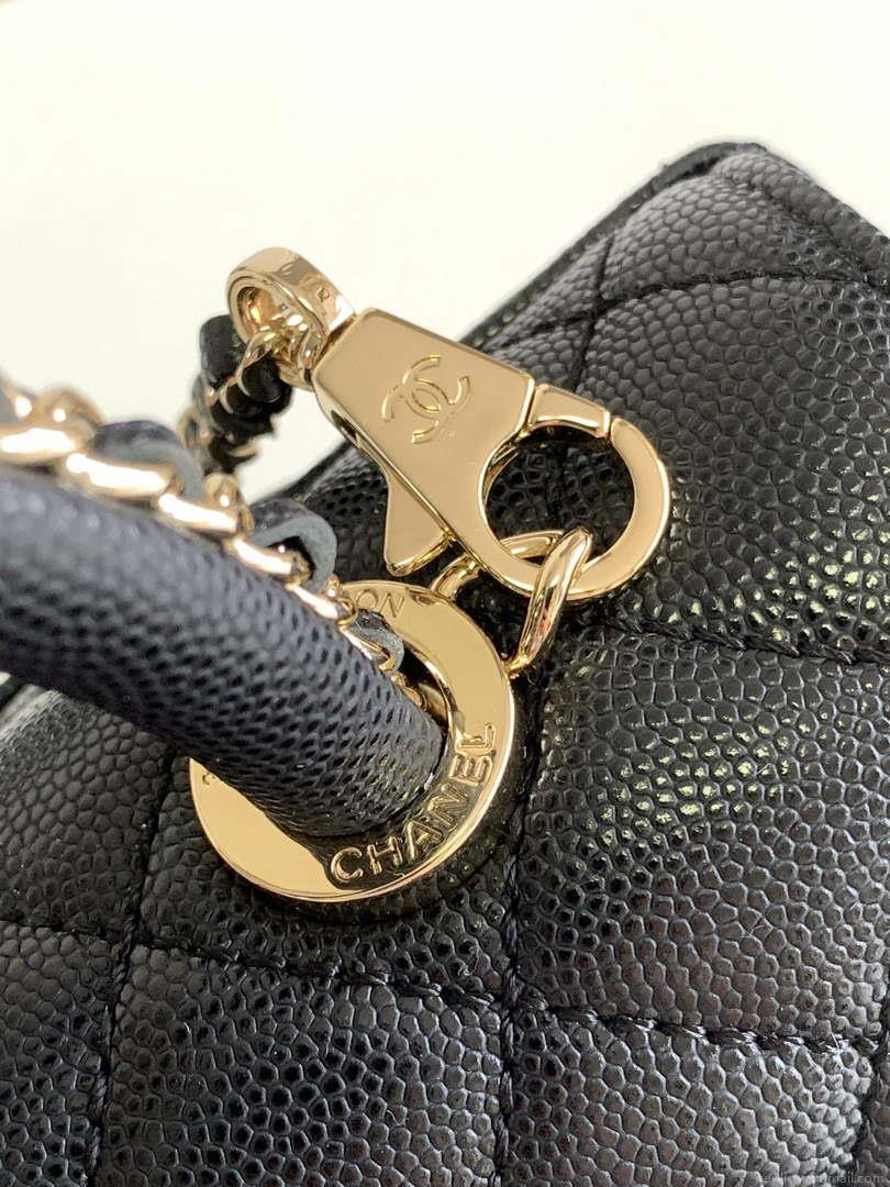 Chanel 23P Medium Flap Bag With Brown Top Handle Bag A92990 Black