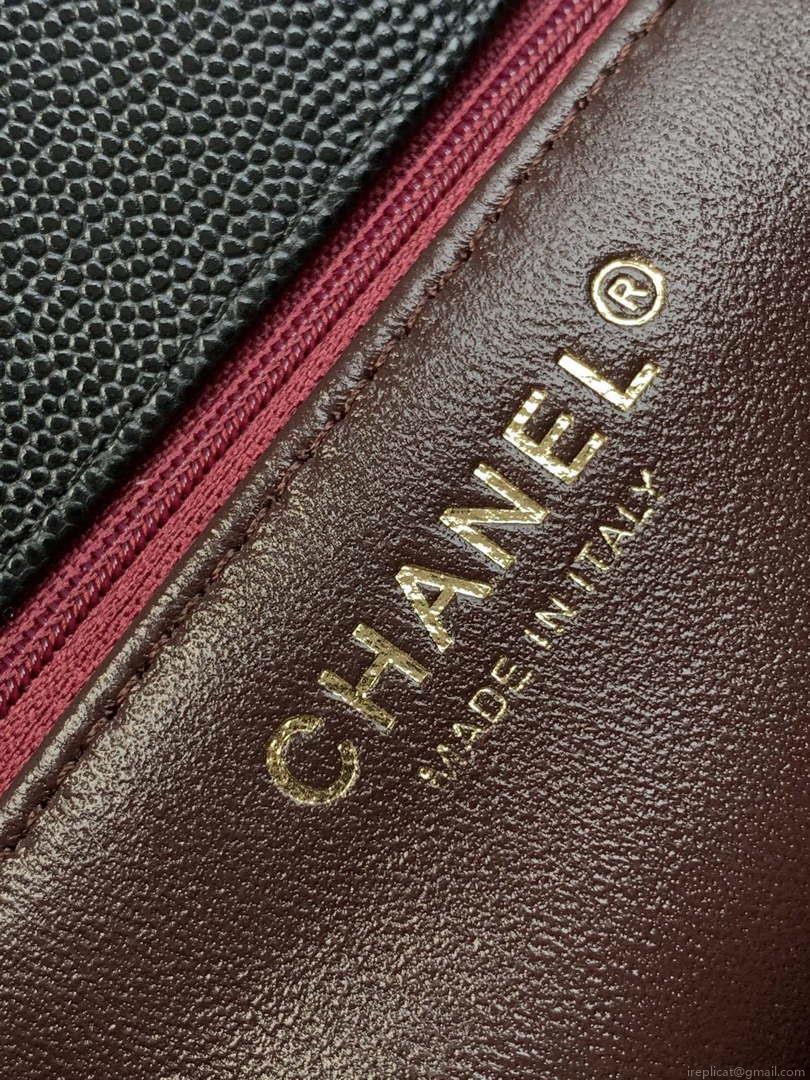 Chanel 23P Medium Flap Bag With Brown Top Handle Bag A92990 Black