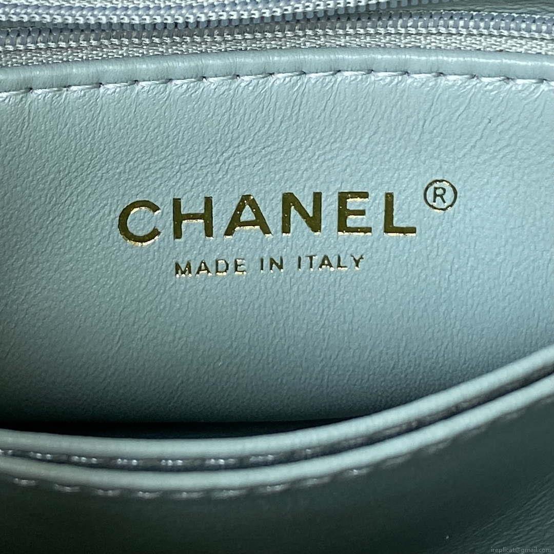 Chanel 23P Medium Flap Bag With Brown Top Handle Bag A92990 Green