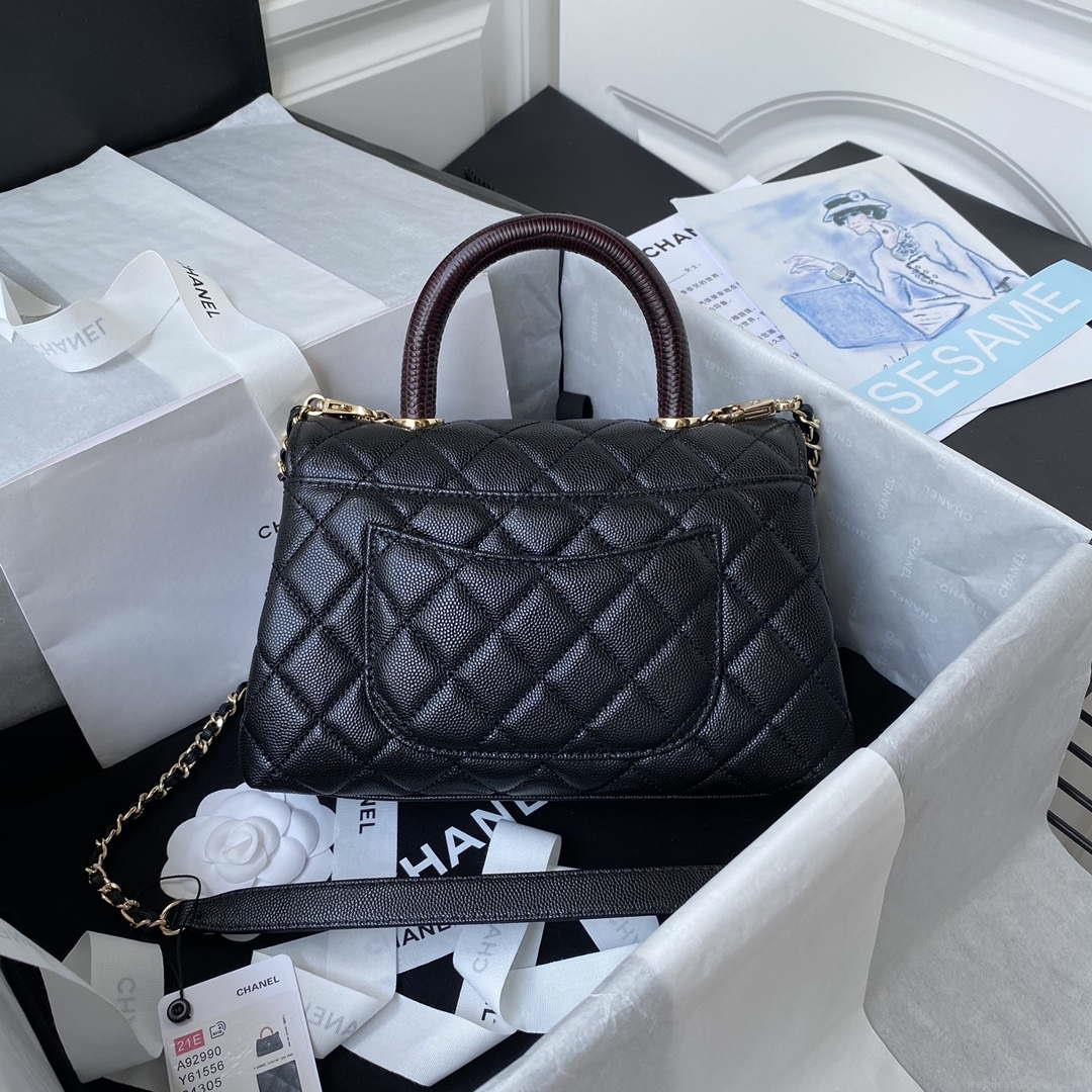 Chanel A92990 Medium Flap Bag With Top Handle Bag Black