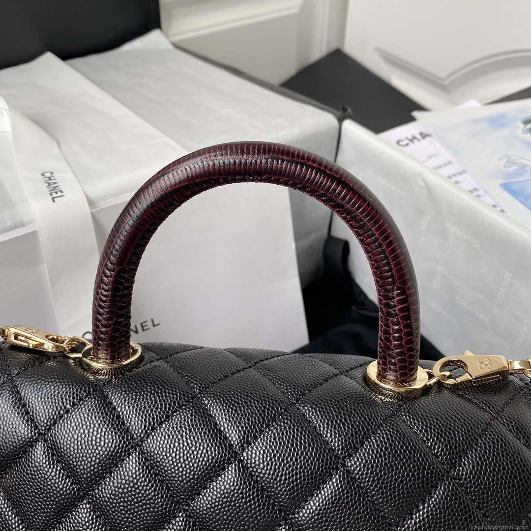 Chanel A92990 Medium Flap Bag With Top Handle Bag Black