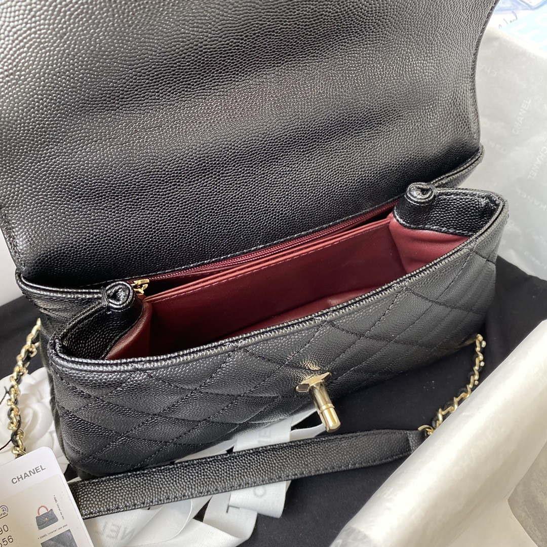 Chanel A92990 Medium Flap Bag With Top Handle Bag Black