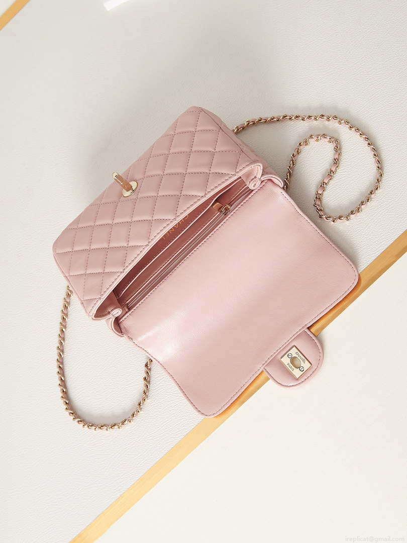 Chanel AS4141 Camellia Embossed Flap With top Handle Bag Pink