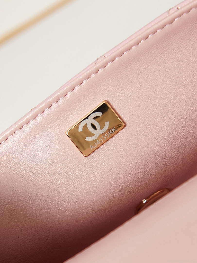 Chanel AS4141 Camellia Embossed Flap With top Handle Bag Pink