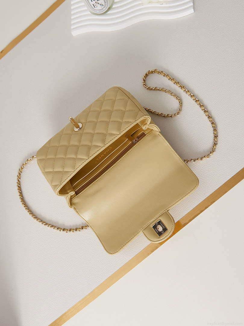 Chanel AS4141 Camellia Embossed Flap With top Handle Bag Beige