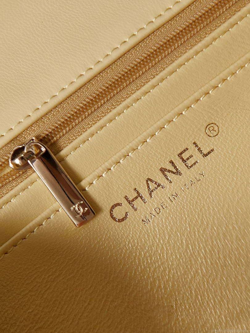Chanel AS4141 Camellia Embossed Flap With top Handle Bag Beige