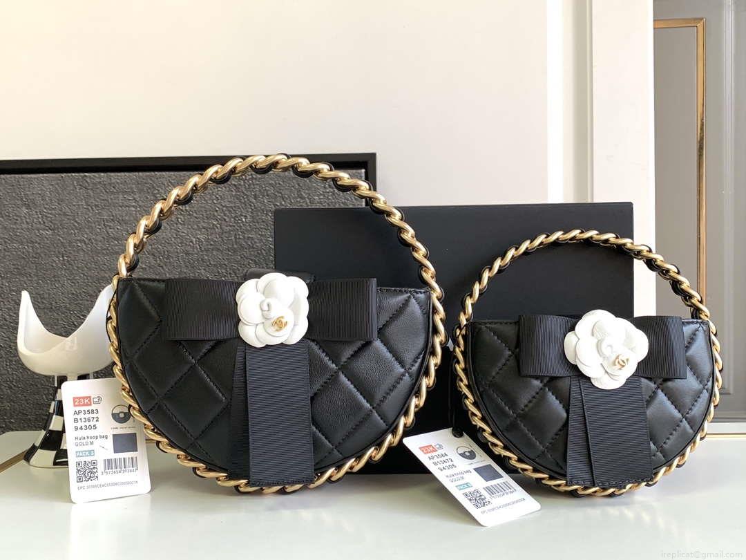 Chanel AP3583 Pouch Mixed Fibers 22CM Calfskin & Gold-Tone Metal Black