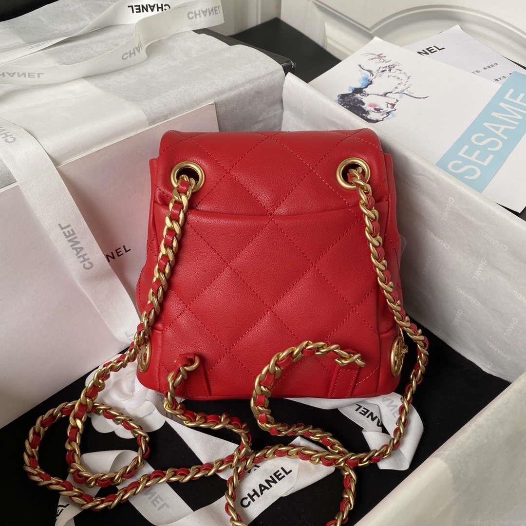 Chanel Small Backpack AS4275 Calfskin & Gold-Tone Metal Red