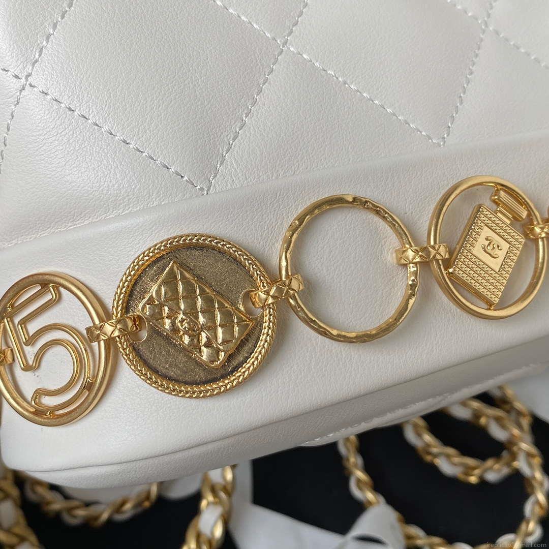 Chanel Small Backpack AS4275 Calfskin & Gold-Tone Metal White