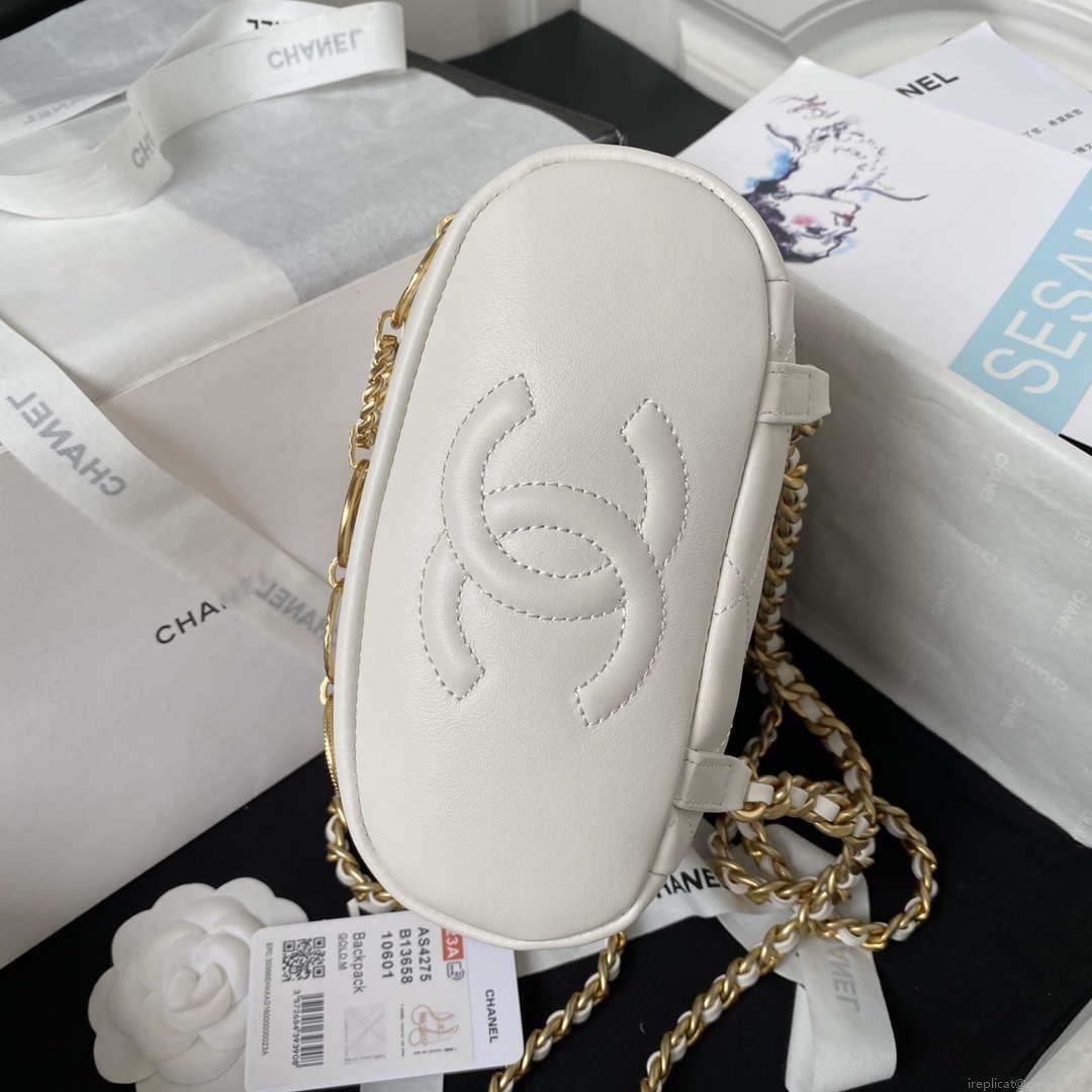Chanel Small Backpack AS4275 Calfskin & Gold-Tone Metal White