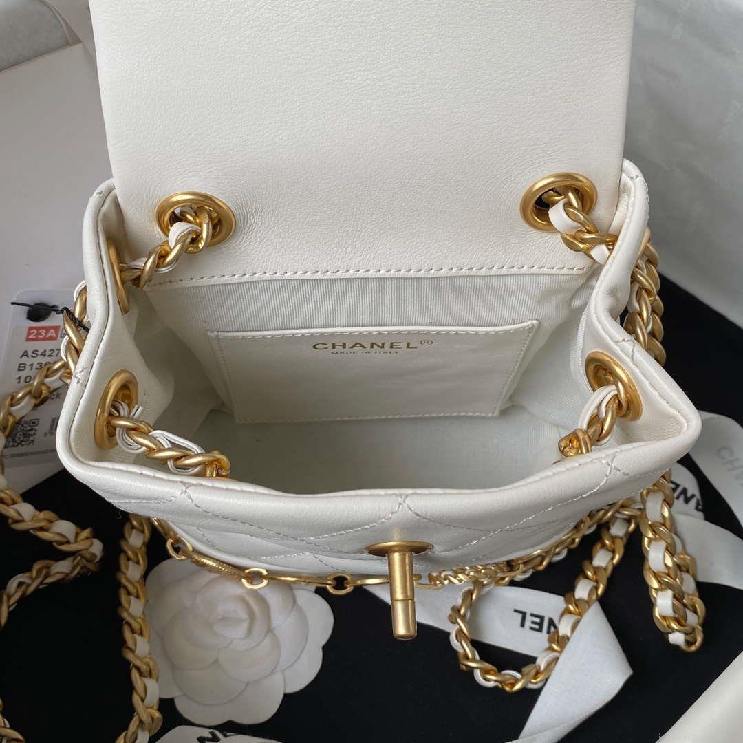 Chanel Small Backpack AS4275 Calfskin & Gold-Tone Metal White