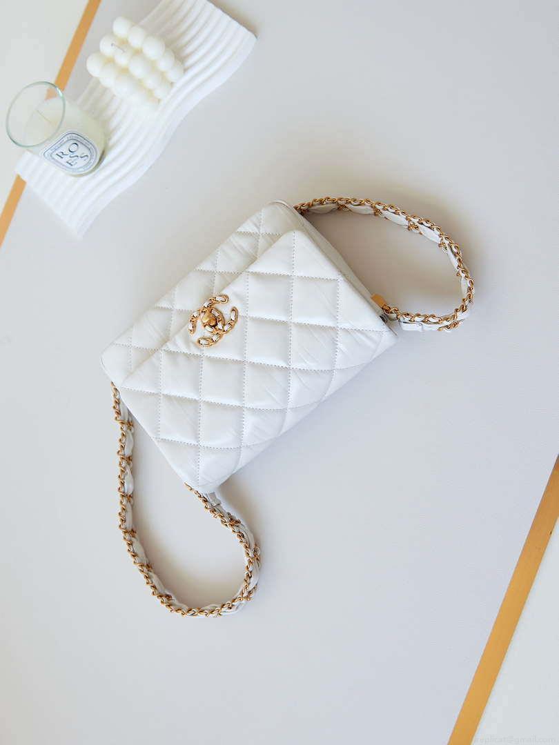 Chanel AS4423 Flap Lambskin bag White