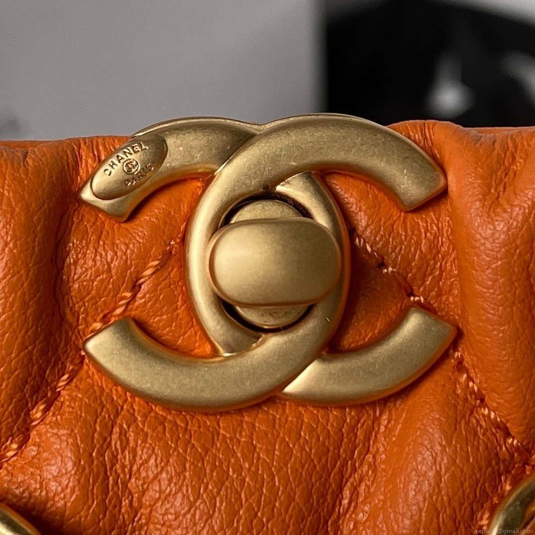 Chanel AS3947 Small Backpack Lambski & Gold-Tone Metal Orange