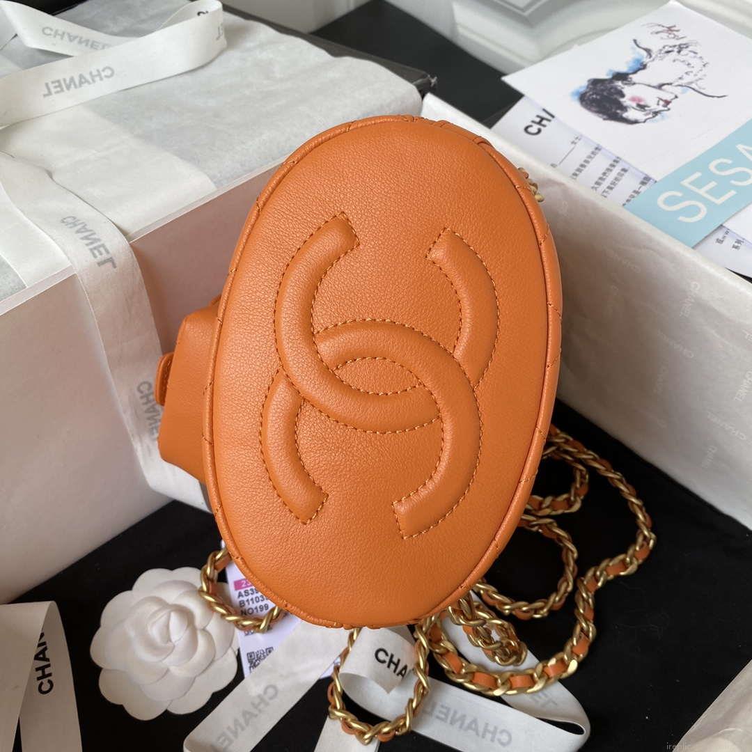 Chanel AS3947 Small Backpack Lambski & Gold-Tone Metal Orange