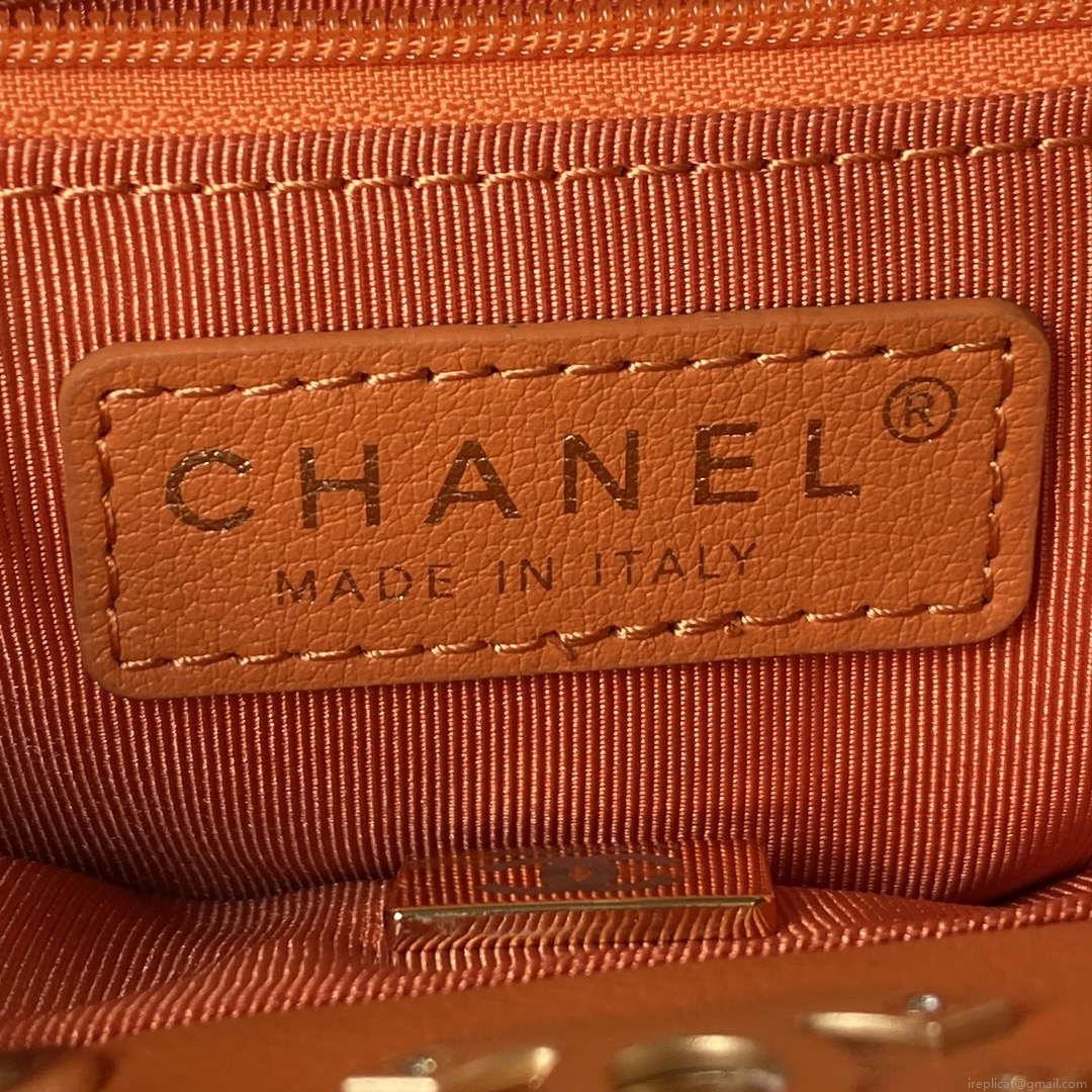 Chanel AS3947 Small Backpack Lambski & Gold-Tone Metal Orange